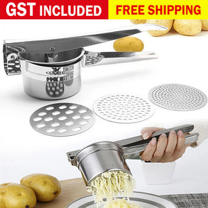 Potato Ricer Masher Fruit Press With 3 Discs Professional All Stainless Steel AU