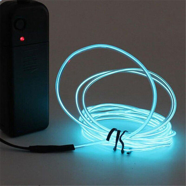 Battery Operated Neon LED Lights Glow EL Wire String Strip Rope Tube Party Car