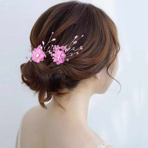 Bridal Wedding Flower Clips Hair Pins Bridesmaid Crystal Hair Pearls Accessories