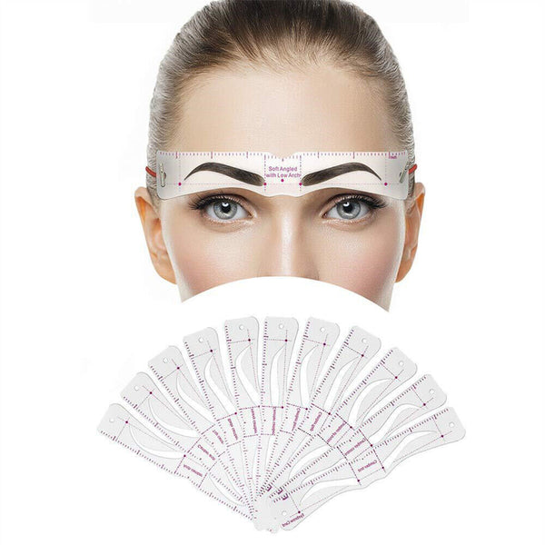 14pcs Eyebrow Stencils Shaper Grooming Kit Brow Make-Up Template Tool Reusable