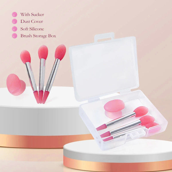 3PCS Silicone Lip Balms Lip Mask Brush with Sucker Dust Cover Makeup Applicator