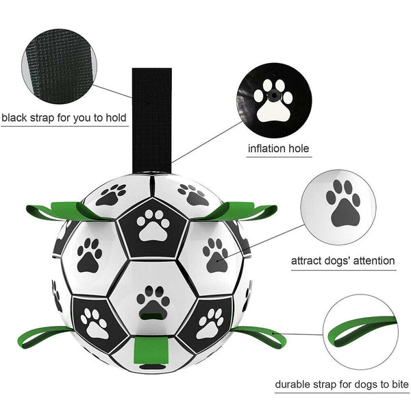 Dog Ball Interactive Soccer Toy Pet Football with Grab Tabs Tug Water Outdoor AU