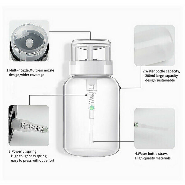 Clear Bottle Plastic Push Down Empty Pump Dispenser For Nail Polish Remover AU