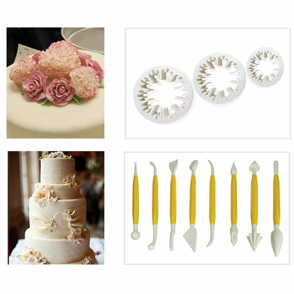 108pcs Fondant Cake Decorating Pastry Plunger Cutter Tools Flower Mold Mould Set