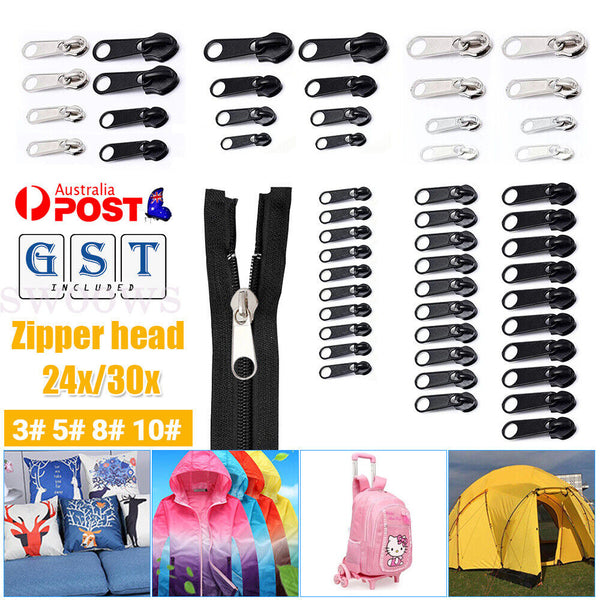 30x Universal Zippers Head Repair Kit Replacement Instant Zip Slider Zipper Fix