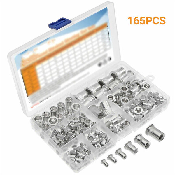 165Pcs Nutsert Aluminum Rivet Nut Metric Blind Threaded Nuts Nutserts M3-M10