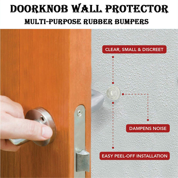 12PCS Wall Protector Rubber Stopper Self-Adhesive Door Handle Bumper Guard Stops