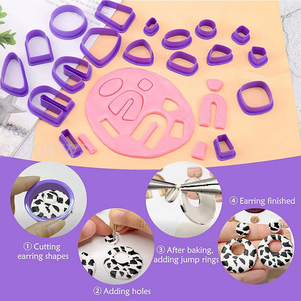 129pcs Polymer Clay Cutters Set for Earring Making DIY Craft Jewelry Handmade