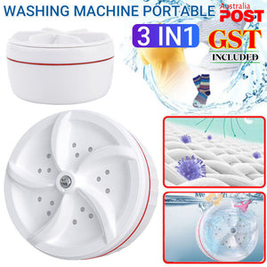 3in1 Washing Machine Portable Personal Rotating Ultrasonic Turbine Washer USB AU