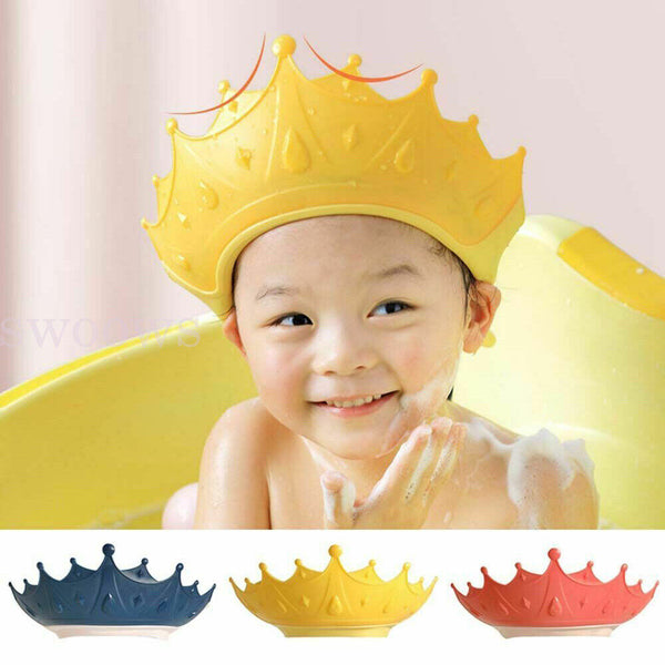 Adjustable Kids Baby Shower Cap Children Bath Wash Hair Eye Care Crown Shape Hat