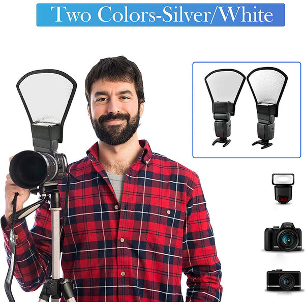 Universal Camera Flash Diffuser Softbox Silver White Reflector For Canon/Nikon