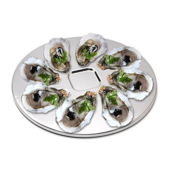 Stainless Steel Grill Pan Oyster Plate Seafood Tray Platter Mussel Dish Kitchen