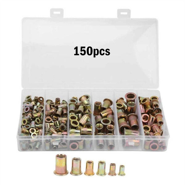 150PC Rivet Nut Nutsert Assortment Tool Thread Insert Set Kit M3 M4 M5 M6 M8 M10