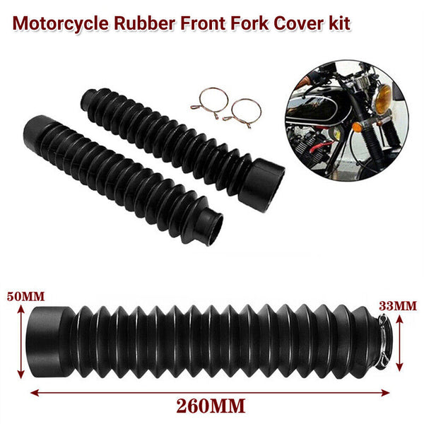 Motorcycle Rubber Front Fork Cover Dust Gaiters Gaitor Boot Shock Absorber Black