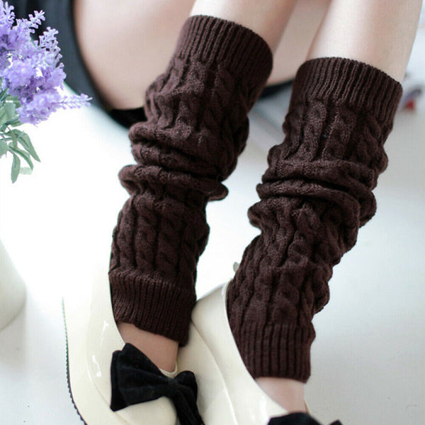 Women Ladies Winter Warm Leg Warmers Cable Knit Knitted Crochet Socks Leggings