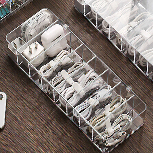 8Grids USB Cable Storage Box with Lid Desktop Wire Organizer Holder  Home Office