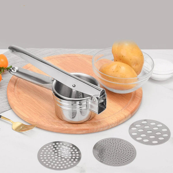 Potato Ricer Masher Fruit Press With 3 Discs Professional All Stainless Steel AU