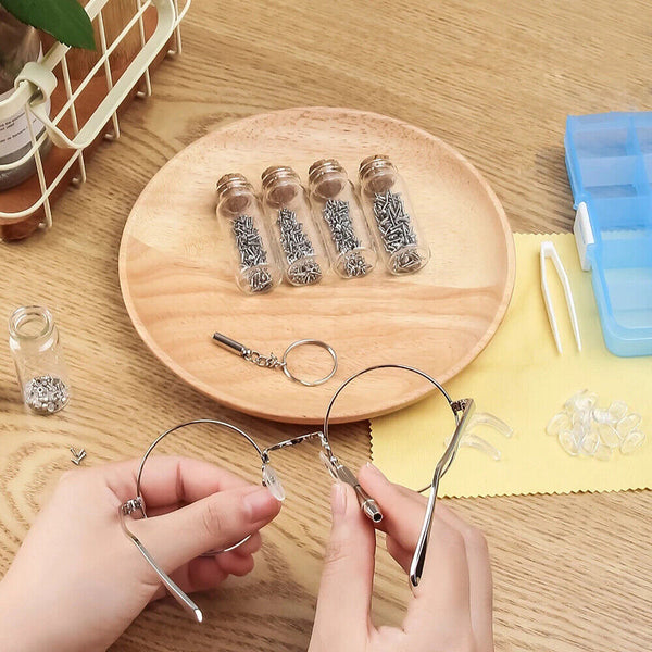 Eyeglass Sun Glasses Optical Repair Tool Screw Nut Nose Pad Assortment Set Kit