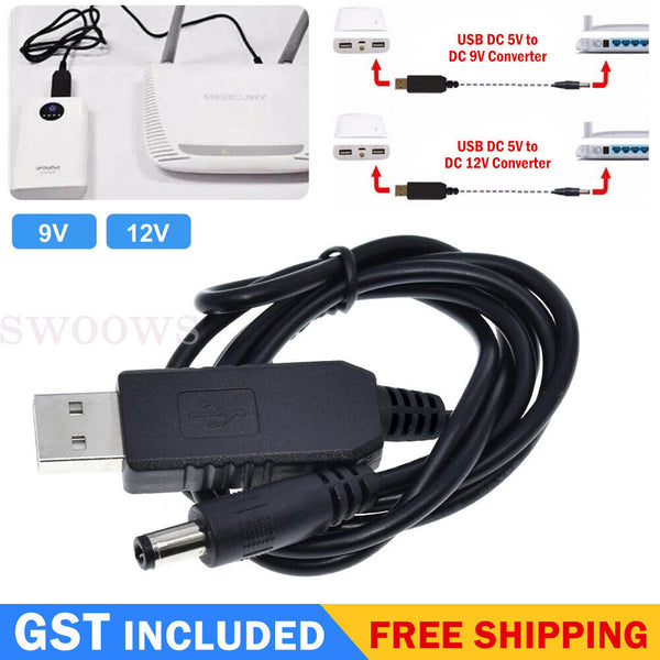 USB to 5V DC barrel jack plug adaptor converter power supply cable 5.5 x 2.1mm