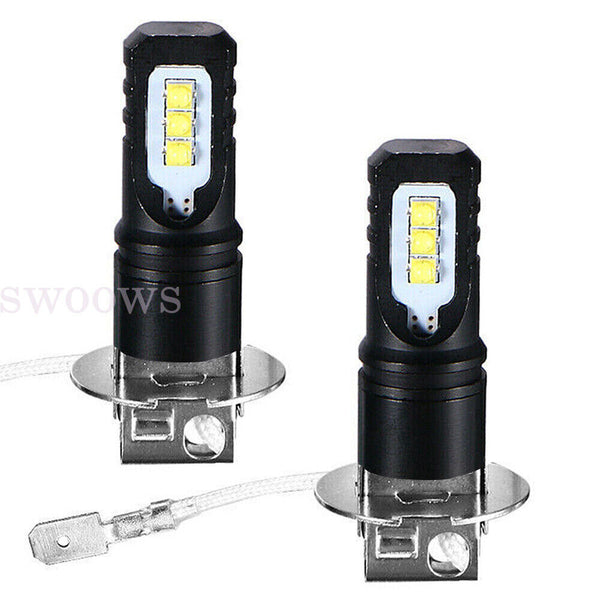 Pair 160W Car H3 LED Headlight Fog Light Beam Bulbs Globes 6500K White 12000LM