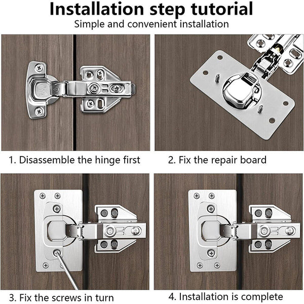 Hinge Repair Plate Rust Resistant Steel Furniture Cupboard Repair Mount Tool Set