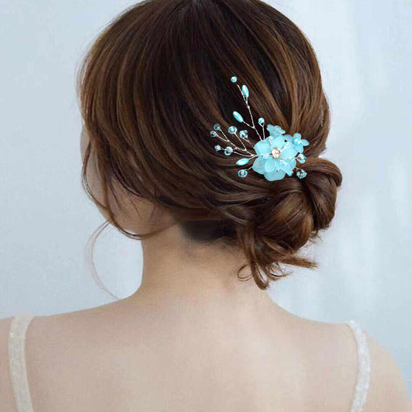 Bridal Wedding Flower Clips Hair Pins Bridesmaid Crystal Hair Pearls Accessories