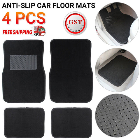 Car Floor Mats Universal 4PCS Carpet Front Rear Set Anti-slip Charcoal Black NEW