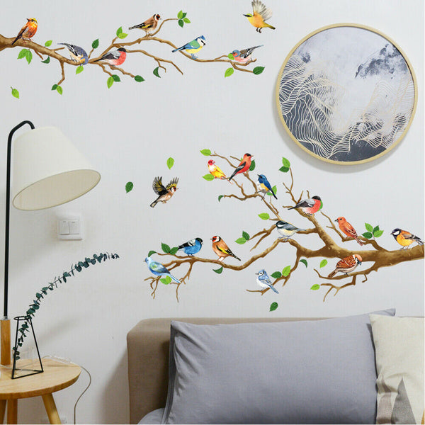 Bedrooms Bathrooms Removable Wall Stickers Birds on Tree Branch Wall Decor Decal