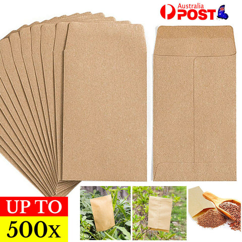 UP 500x Kraft Paper Seed Packets Garden Home Storage Bags Mini Envelopes 6x11cm