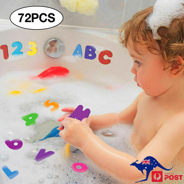 36-72x Baby Foam Letter & Numbers Water Stickers Floating Bath Shower Toy Set AU