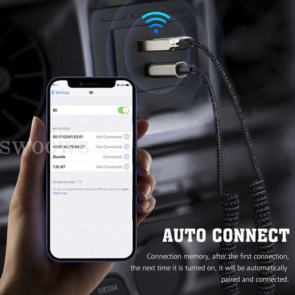 Wireless Bluetooth 5.1 Receiver Dongle Car AUX Music 3.5mm Adapter Cable AU