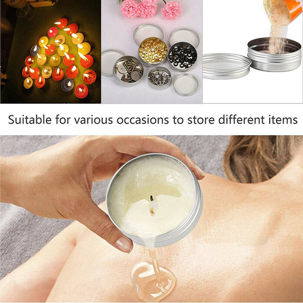 50/100pcs Durable Silver Aluminum Cosmetic Pot Lip Balm Jar Containers Empty Tin