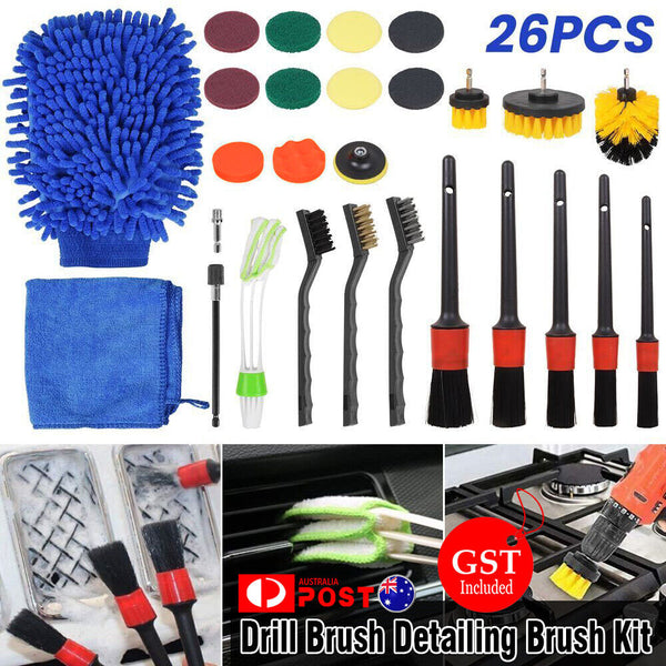 26PC Drill Brush Attachments Car Detailing Brush Kit for Auto Exterior Interior