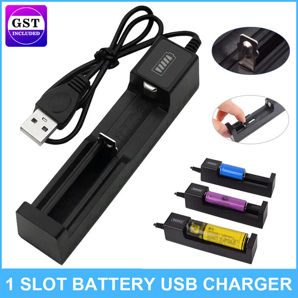 5/10x 1 slot Battery USB Charger for Rechargeable Batteries Li-ion 18650 26650