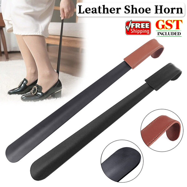 42cm Shoe Horn Long Leather Metal Handle Shoehorn Stainless Steel Lifter Tool AU