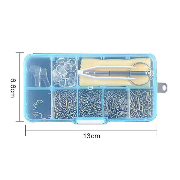 Eyeglass Sun Glasses Optical Repair Tool Screw Nut Nose Pad Assortment Set Kit