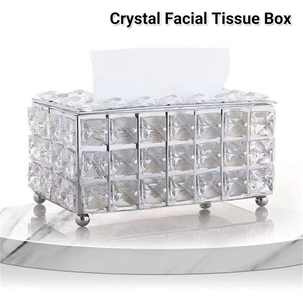 Crystal Facial Tissue Box Cover Paper Storage Holder Napkin Dispenser Organizer