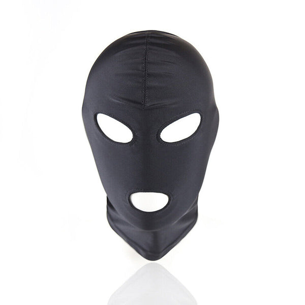 2x Black Face Mask Blindfold Head Mask Open Eye Mouth Adult Cosplay Gimp Mask