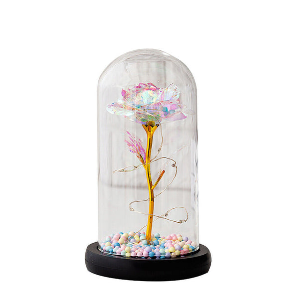 Rose in Glass Forever Wedding Gift Night Light Flower Dome Eternal Valentine