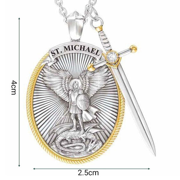 The Archangel St Michael Pendant Prayer Catholic Patron Necklace Sword Lord Gift