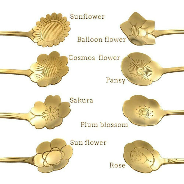 8pcs Spoon Long Handle Dessert Tea Coffee Mixing Spoon Stainless-Steel Teaspoons