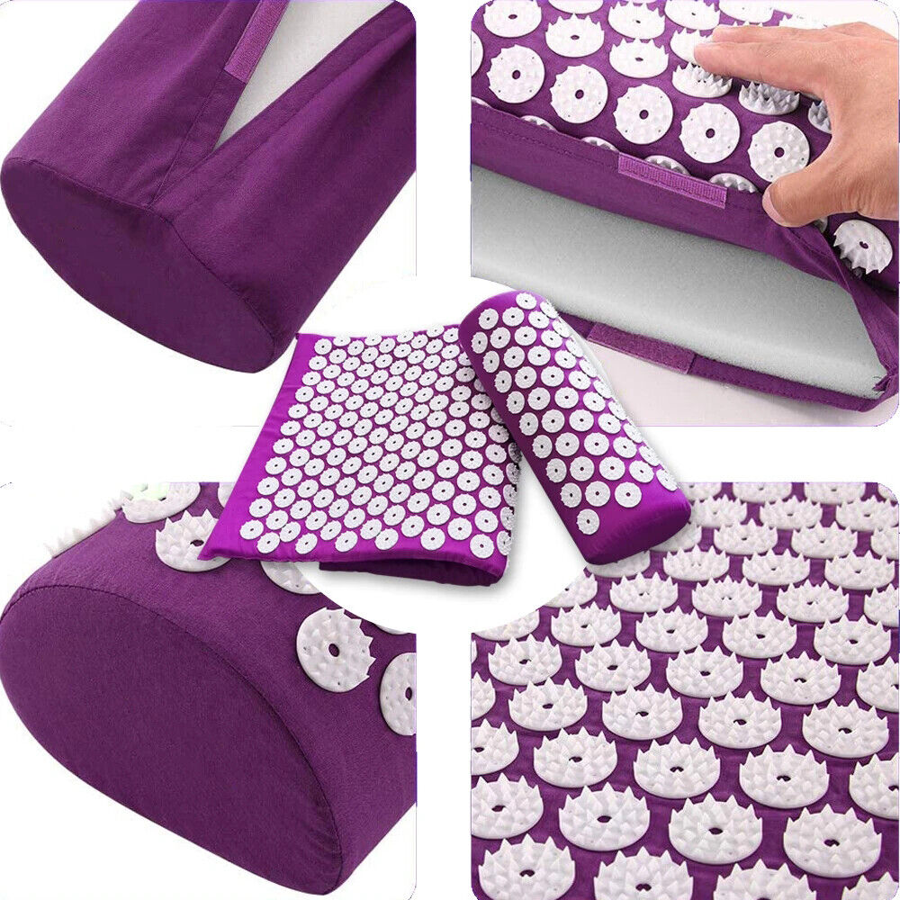 Yoga Massage Acupressure Mat & Pillow Body Foot Relax Cut Pain Stress Lying Mats