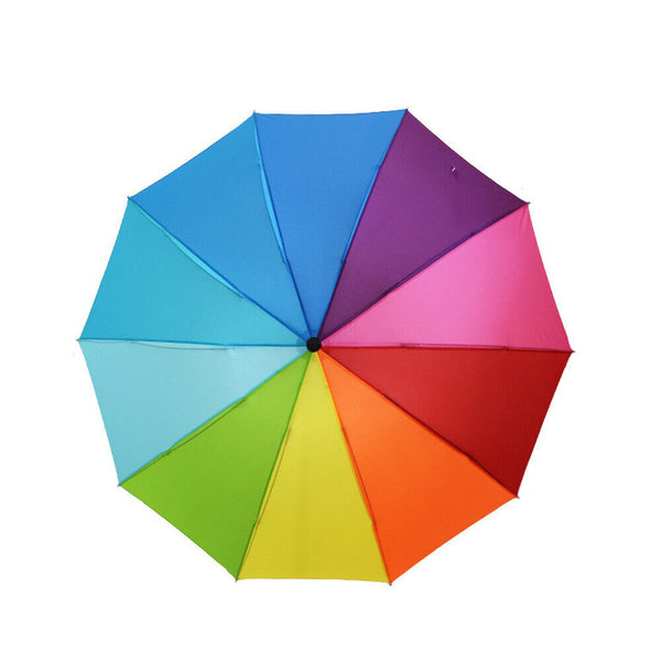 Unisex Rainbow Compact Rainproof Three-folding Classic Umbrella Manual Fashion