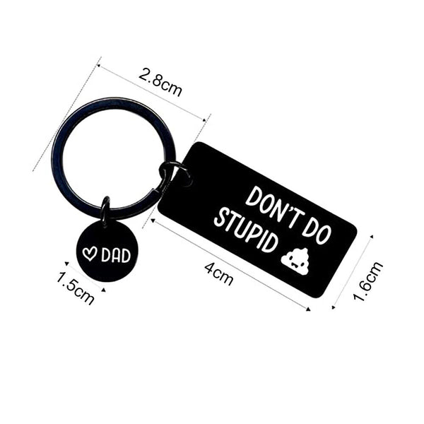 Stainless steel round card long key chain black key gift son daughter decoration