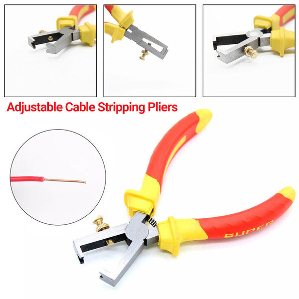 160mm Electricians Adjustable Cable Stripping Pliers Wire Electric Strippers AU