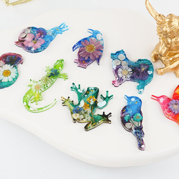 DIY Epoxy Resin Animal Frog Lizard Bird Silicone Mould Key Chain Pendant Mould