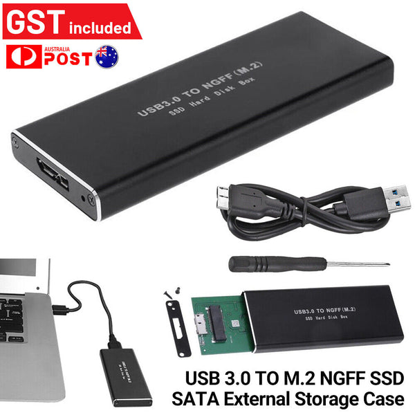 USB 3.0 TO M.2 NGFF SSD SATA External Enclosure Storage Case Adapter Aluminium