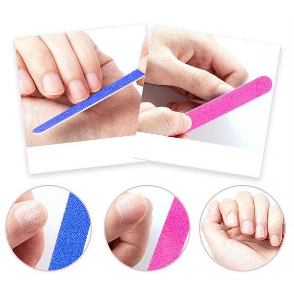 100Pcs Disposable Nail File Double Sided Emery Boards Pedicure Manicure Tool AU