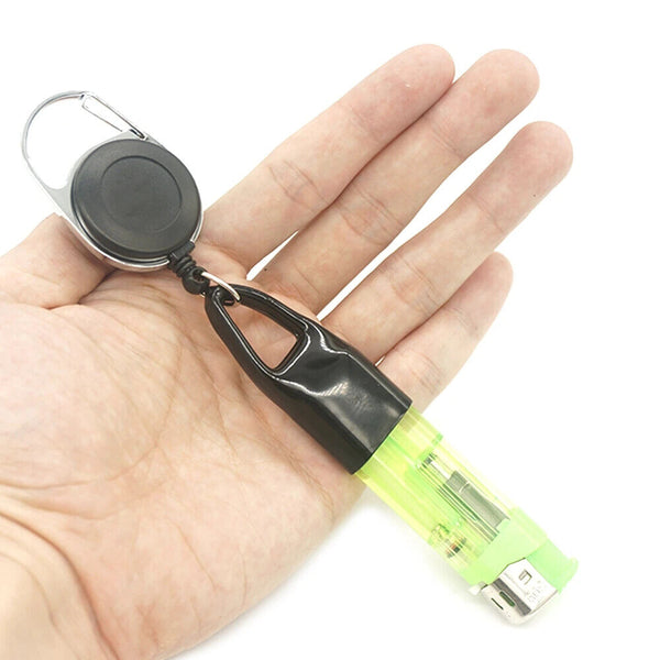 Retractable Lighter Leash Clip Keychain Rubber Cover Large Maxi Bic Black