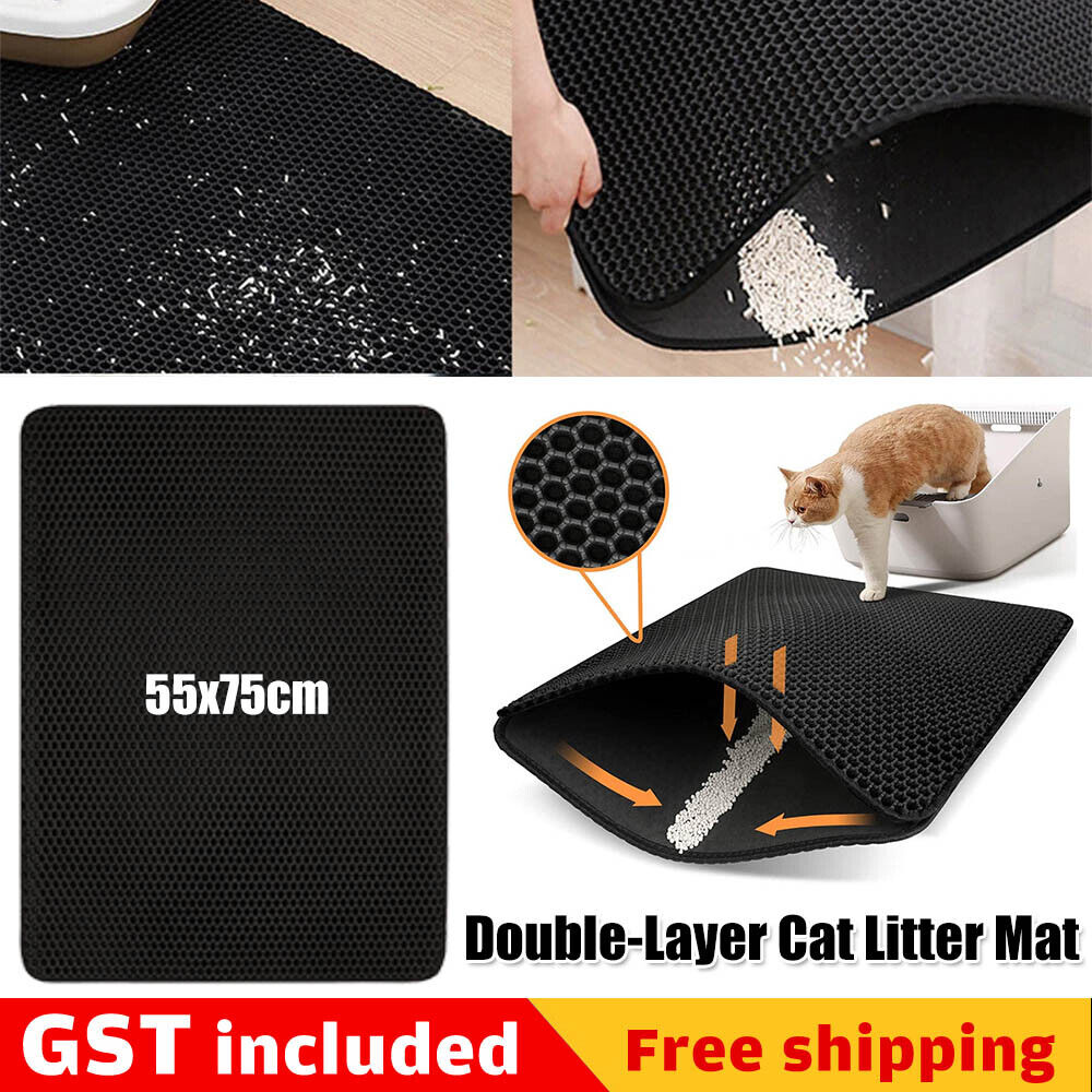 Double-Layer Cat Litter Mat Waterproof Trapper Foldable Pad Pet Rug Home Urine